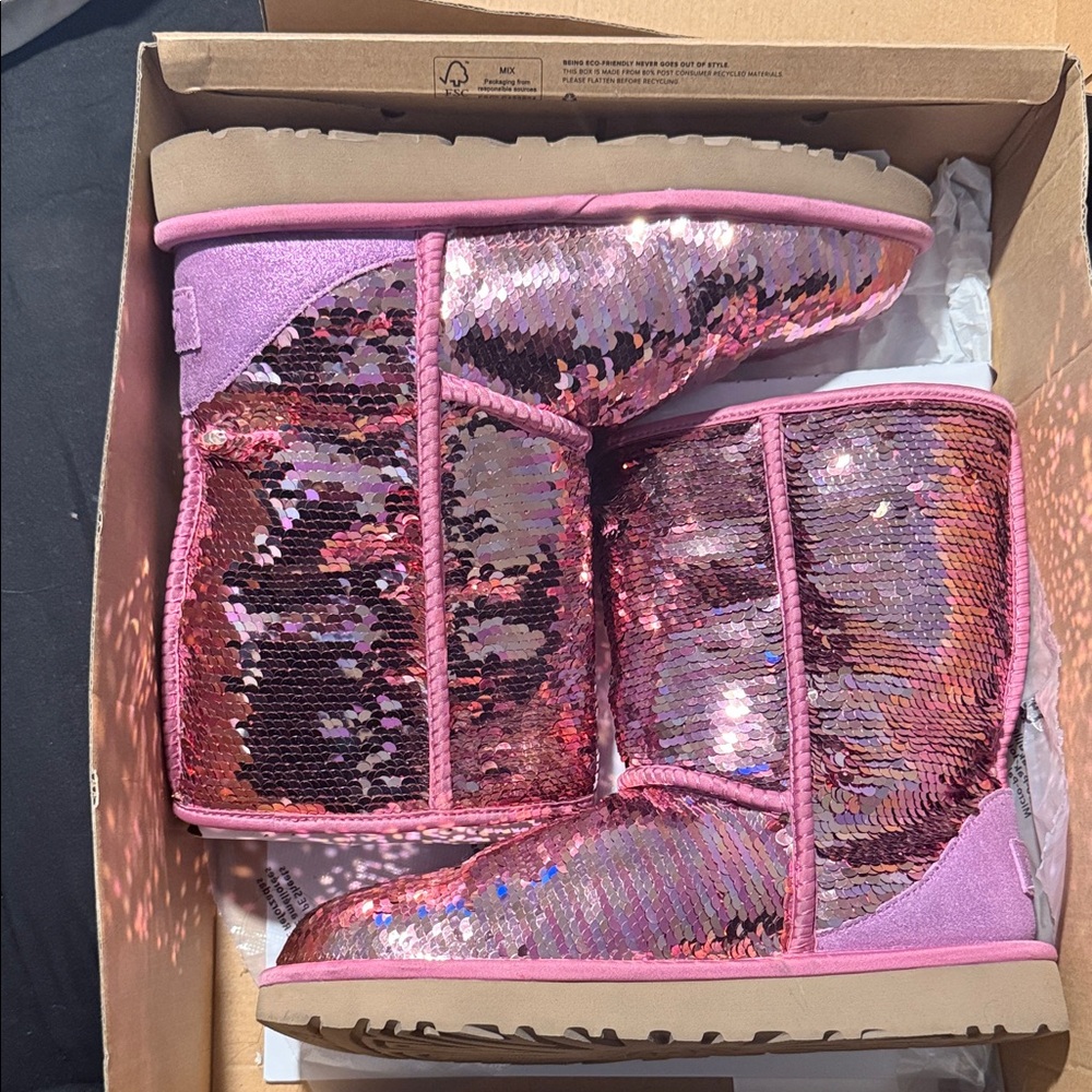 UGG Pink Sequin Short Boots
